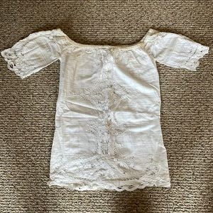 Free People XS white lace embroidered off the shoulder dress